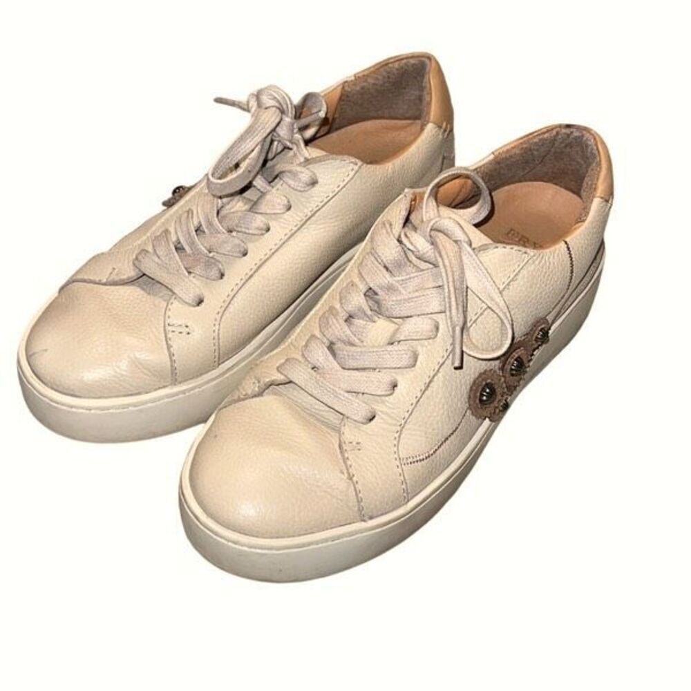 Frye & Co. Leather Lace Up Casual Sneaker Flower Embellishment Women’s‎ Size 6